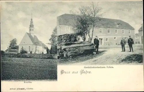 Ak Sohra Bobritzsch im Erzgebirge, Gerichtskretscham, Kirche
