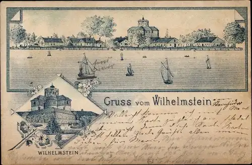 Litho Steinhude Wunstorf in Niedersachsen, Wilhelmstein im Steinhuder Meer