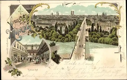 Litho München, Panorama, Hofbräuhaus Hof