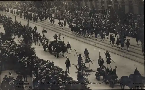 Ak München Bayern, XV. Deutsches Bundesschießen 1906, Festzug
