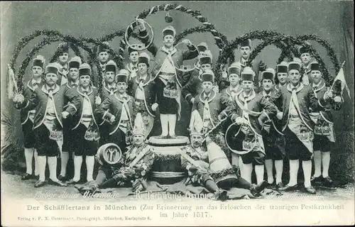 Ak München Bayern, Schäfflertanz 1900, Reifschwung Gruppe