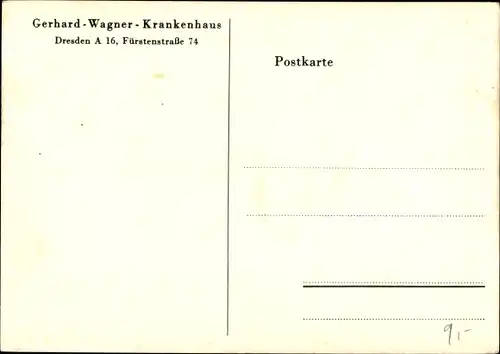 Ak Dresden Altstadt Johannstadt, Gerhard Wagner Krankenhaus, Fürstenstraße 74