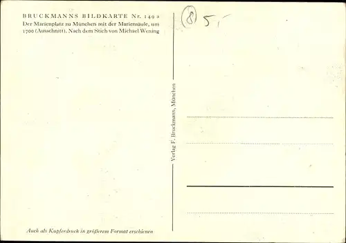 Künstler Ak Wening, Michael, München, Marienplatz um 1700, Mariensäule