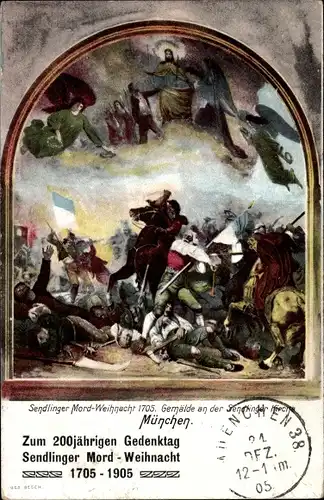 Künstler Ak München Bayern, Sendlinger Mord Weihnacht 1705, Gemälde in der Sendlinger Kirche