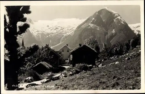 Ak Sogn Balholmen Norwegen, Ortsansicht, Häuser, Berge