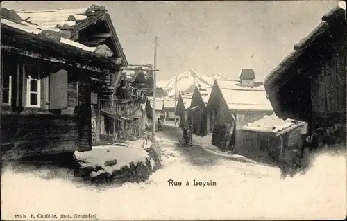 Ak Leysin Kanton Waadt, Une Rue, Häuser