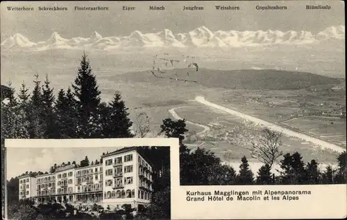 Ak Macolin sur Bienne Magglingen Kanton Bern, Kurhaus mit Alpenpanorama, Wetterhorn, Eiger, Mönch