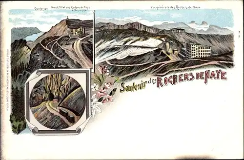 Litho Veytaux Kanton Waadt, Rochers de Naye, Genfersee, Grand Hotel des Rochers de Naye