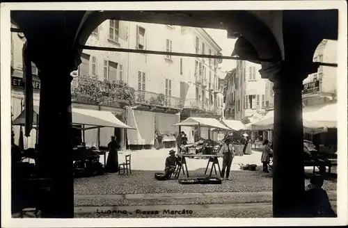 Ak Lugano Kanton Tessin Schweiz, Piazza Mercato