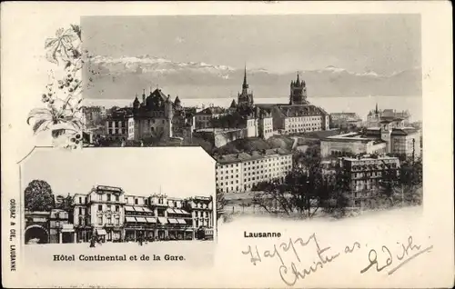 Ak Lausanne Kanton Waadt, Hotel Continental et de la Gare