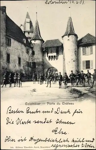 Ak Colombier Kanton Neuenburg Schweiz, Porte du Chateau