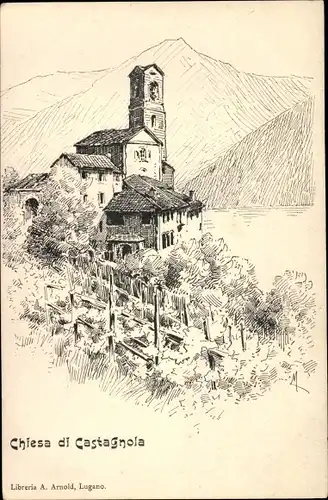 Künstler Ak Castagnola Cassarate Lugano Kt Tessin, Chiesa di Castagnola