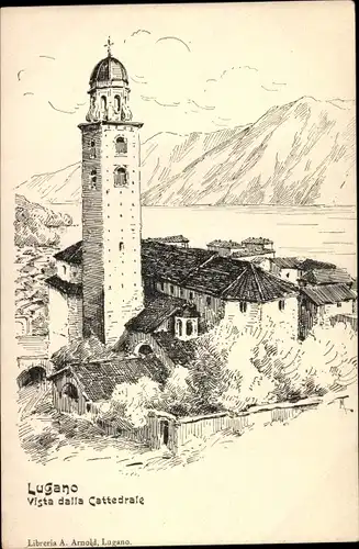 Künstler Ak Lugano Kanton Tessin Schweiz, Vista dalla Cattedrale