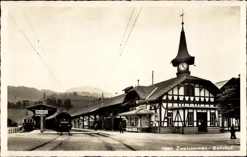 Ak Zweisimmen Kanton Bern, Bahnhof