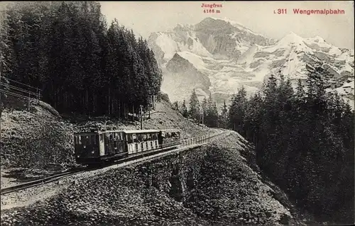 Ak Wengernalp Kanton Bern Schweiz, Wengernalpbahn, Jungfrau