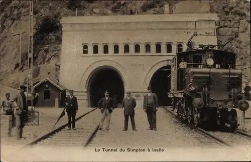 Ak Iselle di Trasquera Piemonte, Simplontunnel, Le Tunnel du Simplon, Lokomotive