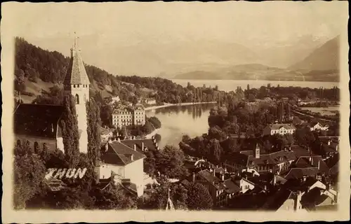 Foto Ak Thun Kanton Bern Schweiz, Gesamtansicht, Turm