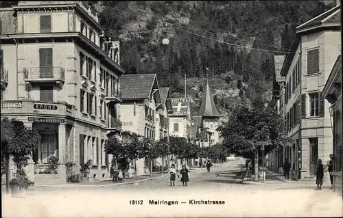 Ak Meiringen Kanton Bern Schweiz, Kirchstraße, Gasthaus Krone, Hotel de la Couronne