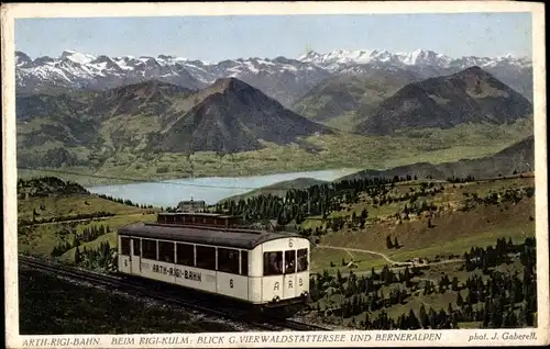 Ak Arth Kanton Schwyz, Arth Rigi Bahn beim Rigi-Kulm, Vierwaldstättersee, Berner Alpen