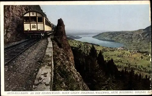 Ak Arth Kanton Schwyz, Arth Rigi Bahn, Krabelwald, Zugersee, Walchwil, Rossberg, Goldau