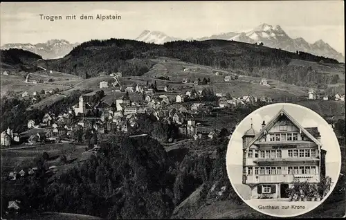 Ak Trogen Kanton Appenzell Ausserrhoden, Gasthaus zur Krone, Panorama mit Alpstein