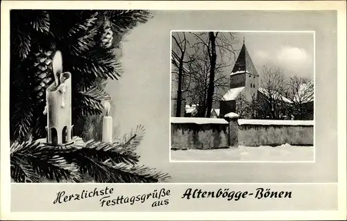 Ak Altenbögge Bönen Westfalen, Frohe Weihnachten, Kirche