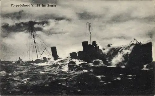 Ak Tropedoboot V. 188 im Sturm, Kriegsschiff, Kaiserliche Marine