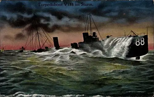 Ak Tropedoboot V. 188 im Sturm, Kriegsschiff, Kaiserliche Marine