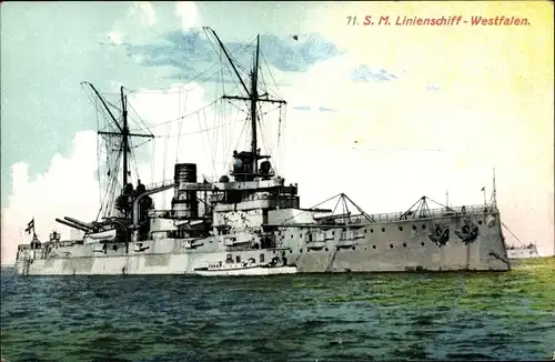 Ak Deutsches Kriegsschiff SMS Westfalen, Linienschiff