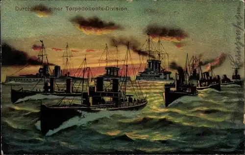 Ak Deutsche Kriegsschiffe, Durchbruch einer Torpedoboots-Division, Kaiserliche Marine