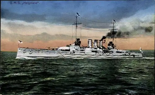 Ak Deutsches Kriegsschiff SMS Helgoland, Großlinienschiff, Helgoland Klasse, Kaiserliche Marine