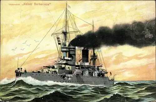 Ak Deutsches Kriegsschiff, SMS Kaiser Barbarossa, Linienschiff, Kaiserliche Marine