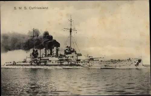 Ak Deutsches Kriegsschiff, SMS Ostfriesland, Großlinienschiff, Kaiserliche Marine