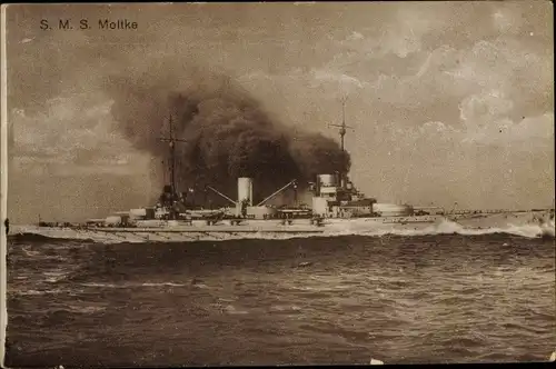 Ak Deutsches Kriegsschiff, SMS Moltke, Schlachtkreuzer, Kaiserliche Marine