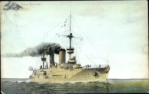 Ak Deutsches Kriegsschiff, SMS Prinz Heinrich, Panzerkreuzer, Kaiserliche Marine