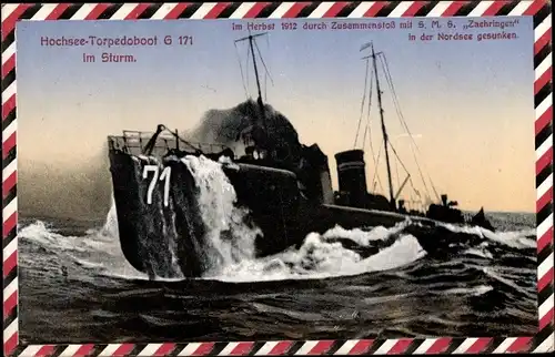 Ak Deutsches Kriegsschiff, Torpedoboot G 171 im Sturm, Kaiserliche Marine