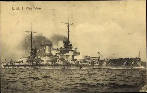 Ak Deutsches Kriegsschiff, SMS Westfalen, Linienschiff