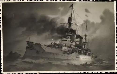 Ak Deutsches Kriegsschiff SMS Kaiser Friedrich III, Linienschiff, Kaiser Friedrich Klasse