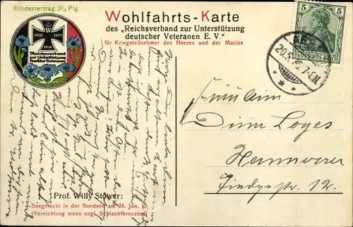 Künstler Ak Stöwer, Willy, Seegefecht in der Nordsee 1915, Deutsches Kriegsschiff, engl. Kreuzer