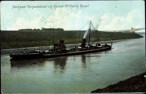 Ak Deutsches Kriegsschiff, Hochseetorpedoboot im Kaiser Wilhelm Kanal