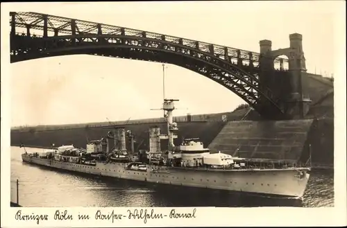 Ak Deutsches Kriegsschiff, Köln, Kreuzer, Kaiser Wilhelm Kanal