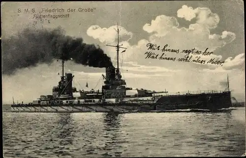 Ak Deutsches Kriegsschiff, SMS Friedrich der Große, Großlinienschiff, Flottenflaggschiff