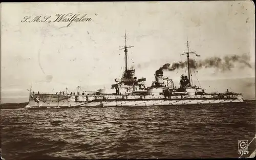 Ak Deutsches Kriegsschiff, SMS Westfalen, Großlinienschiff