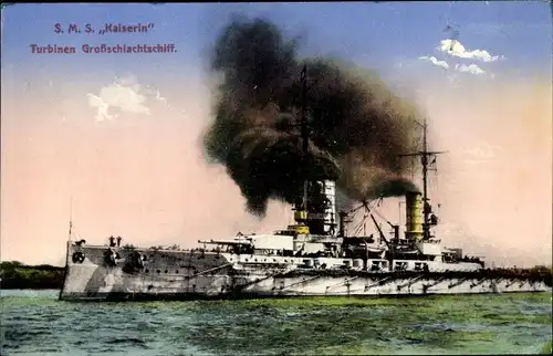 Ak Deutsches Kriegsschiff, SMS Kaiserin, Turbinengroßschlachtschiff, Kaiserliche Marine