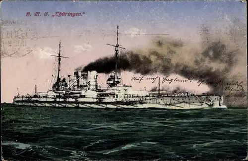 Ak Deutsches Kriegsschiff, SMS Thüringen, Kaiserliche Marine
