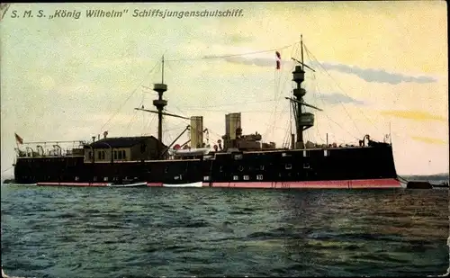 Ak Deutsches Kriegsschiff, SMS König Wilhelm, Schiffsjungenschulschiff