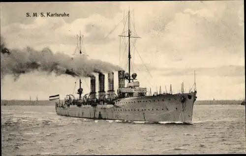 Ak Deutsches Kriegsschiff, SMS Karlsruhe, Kleiner Kreuzer, Kaiserliche Marine