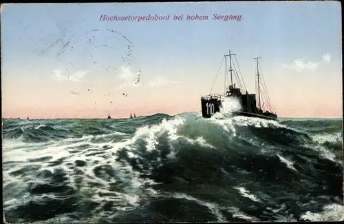 Ak Deutsches Kriegsschiff, Hochseetorpedoboot 110 bei hohem Seegang