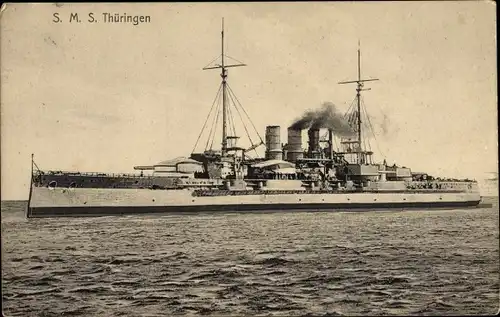 Ak Deutsches Kriegsschiff, SMS Thüringen, Großlinienschiff