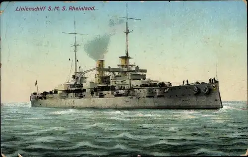 Ak Deutsches Kriegsschiff, SMS Rheinland, Linienschiff, Kaiserliche Marine